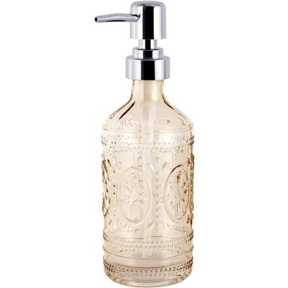 3-Piece Floral Hedge Tinted Glass Bathroom Accessory Set Blush Pink - Picture 2 of 7